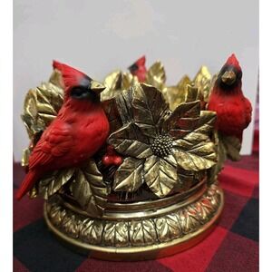 HOMEWORX by Slatkin RED GOLD CHRISTMAS CARDINAL Candle Pedestal Holder Only